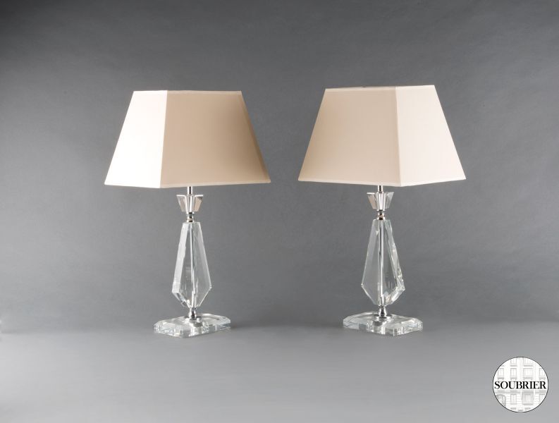 Pair of glass lamps