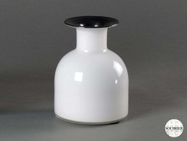 Two vases of white opaline