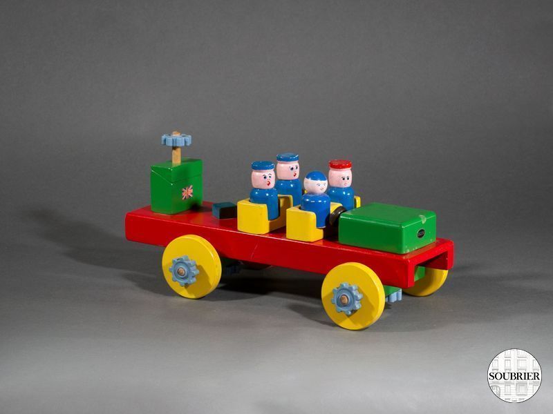 Voiture bois polychrome 
