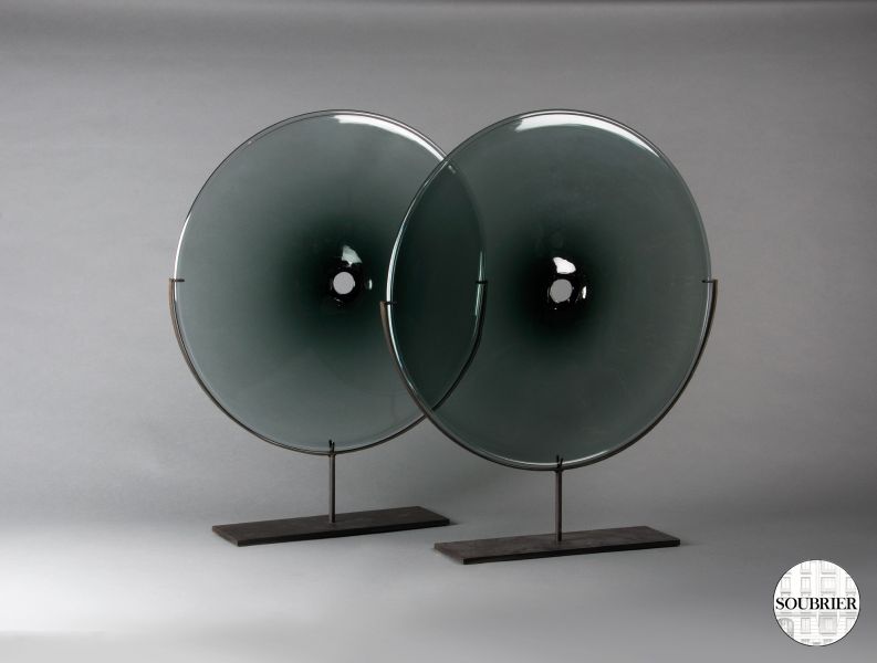 large hand blown glass discs