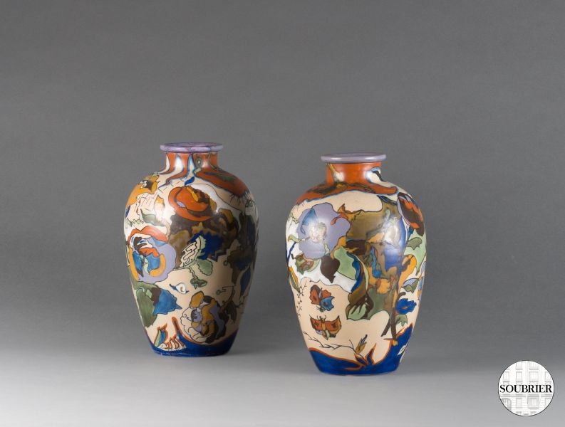 Polychrome flower vases
