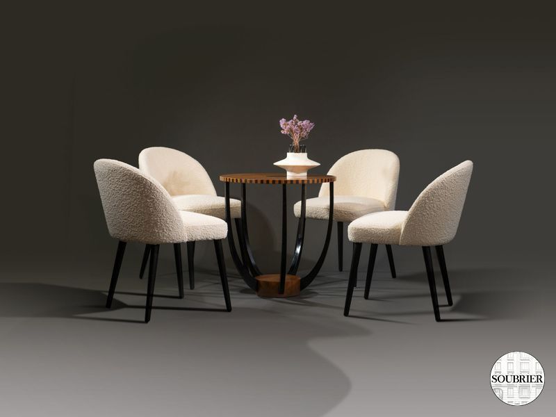 4 chaises moderne tissu bouclé