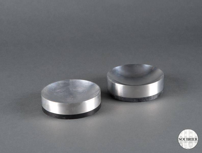 Pair of chromed ashtrays