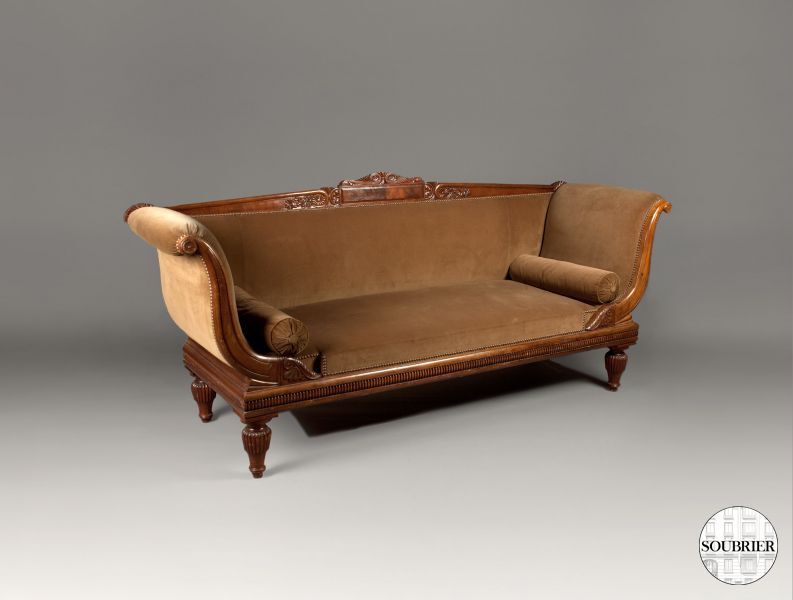 Brown English mahogany sofa