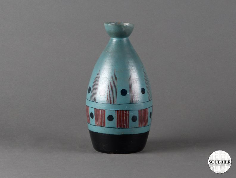 Vase en terre cuite bleu