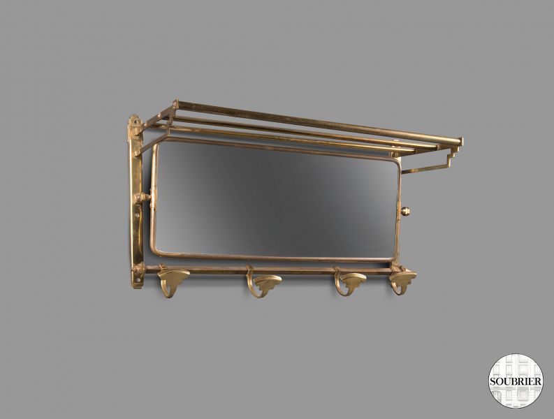 Wall mirror brass coat rack