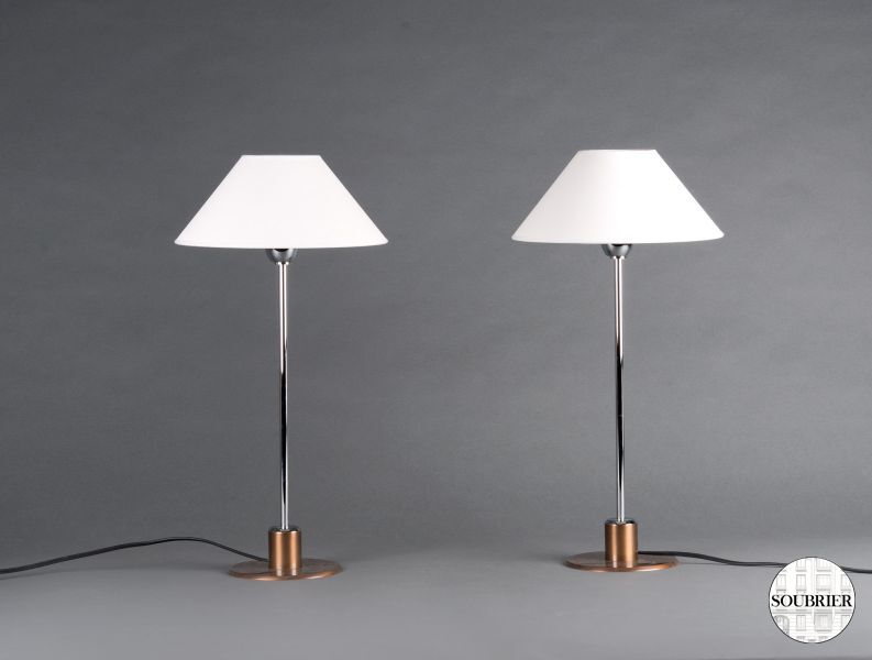 Paire de lampes chromées