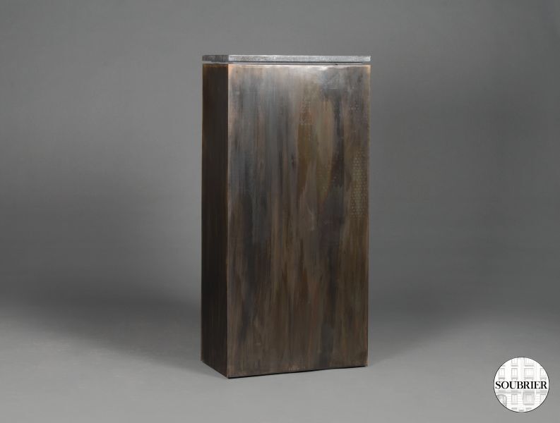 Rectangular metal stele + marble