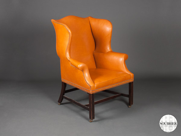 English brown leather armchair