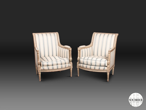 white lacquered Louis XVI low chairs
