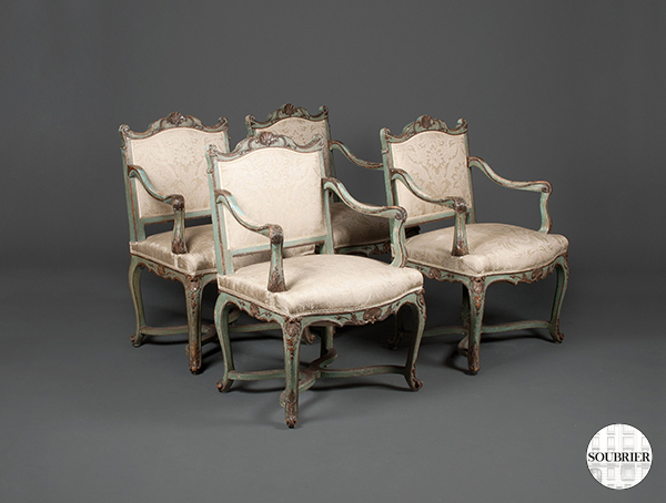 4 Régence style armchairs