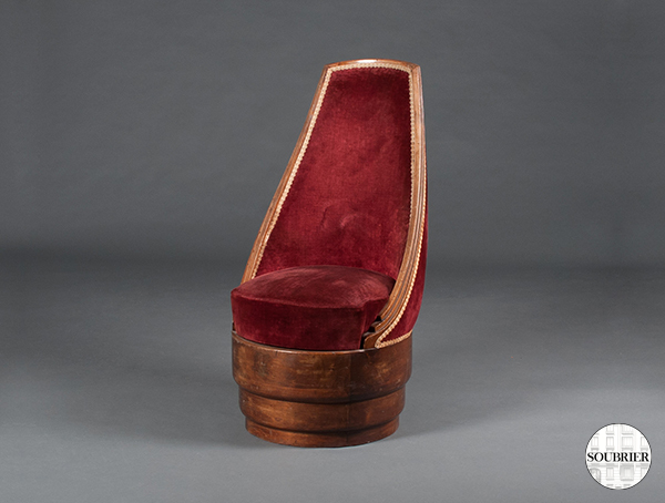 Art Deco rosewood & red velvet chair