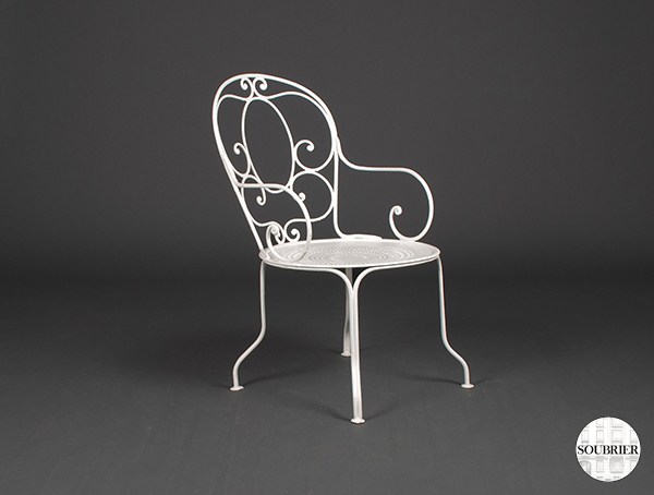 White wrought iron garden chair