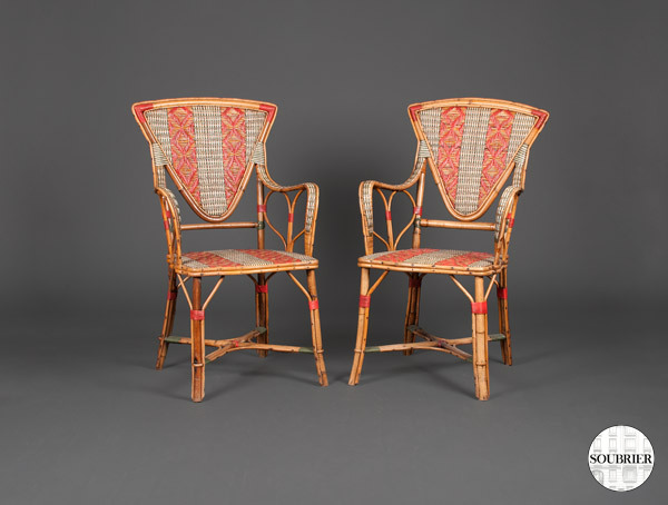 Red & blue rattan chairs