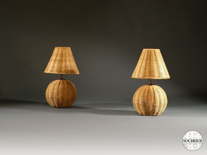 2 lampes rotin abj rotin