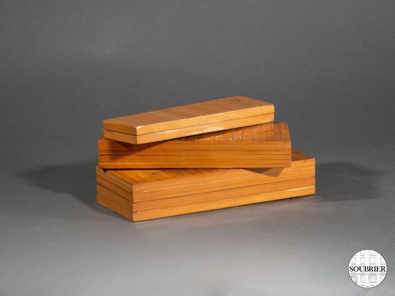 3 coffrets plats en bois 