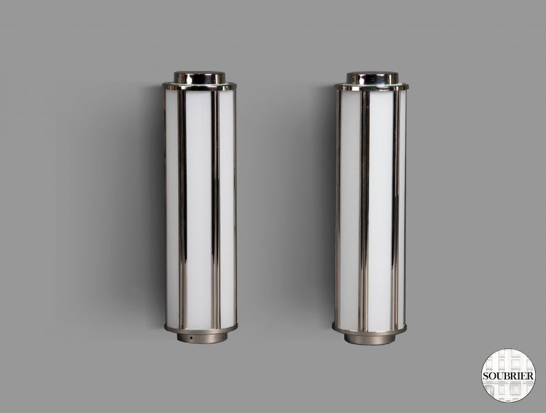 Pair of chome-platted wall lamps