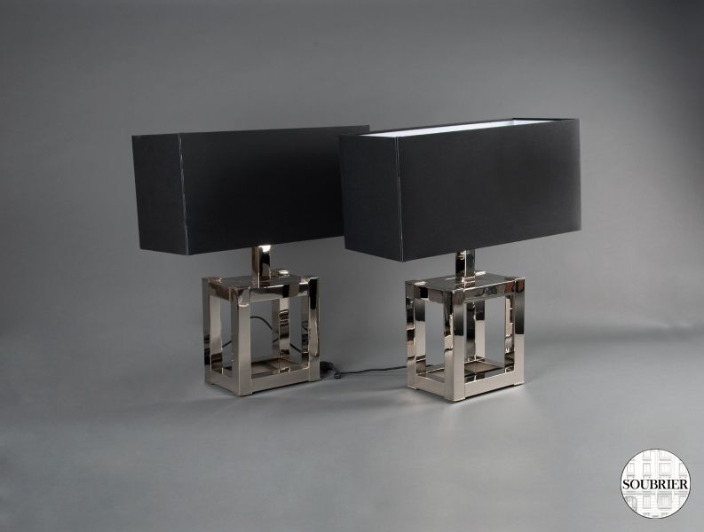 Pair of chrome-plated modern lamps