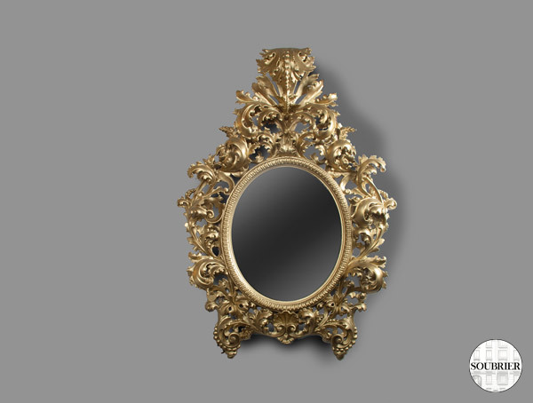 Gilded oval mirror