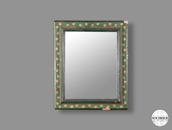 Miroir à décor de fleurs XXe