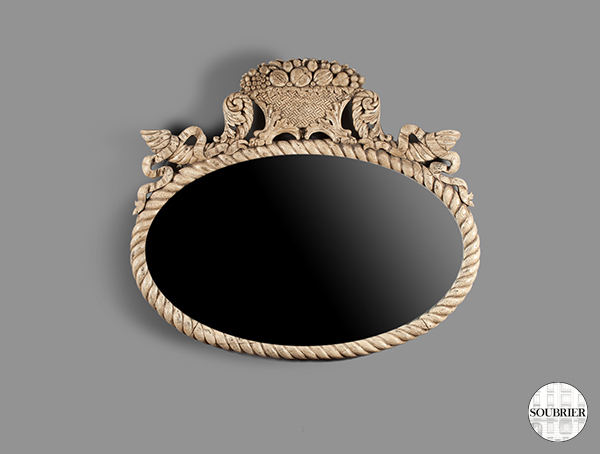 Oval wooden mirror