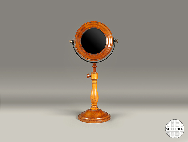 Light wood round pedestal mirror