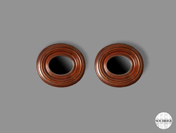 Mahogany oval mirrors