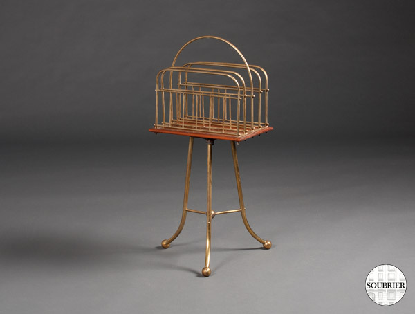 Mahogany and copper magazine rack