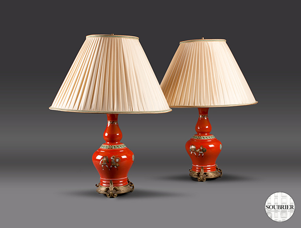 Orange porcelain lamps