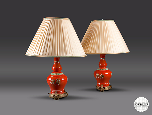 Lampes en porcelaine orange