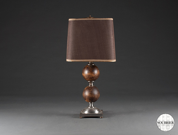 Lampe en bois et métal XXe