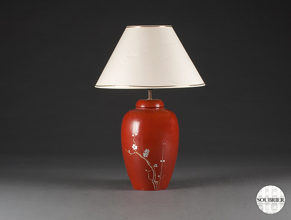 Chinese red lacquered lamp