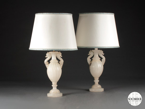 Pair of alabaster lamps