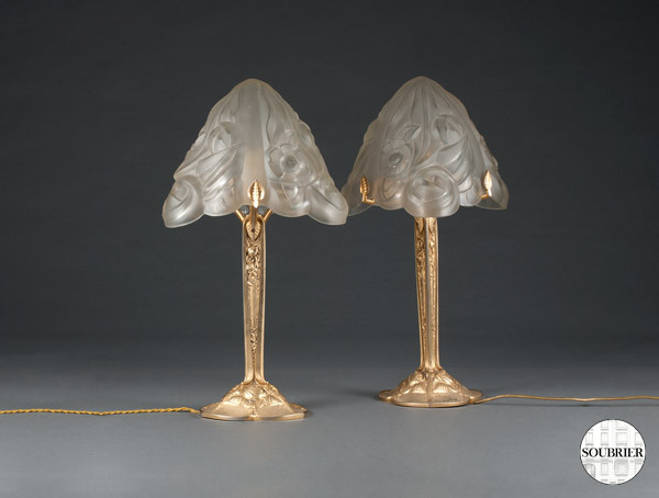 Pair of Art Nouveau lamps