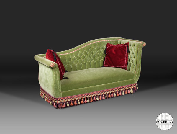 Green velvet chaise