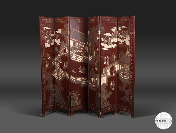 Japanese brown lacquer screen