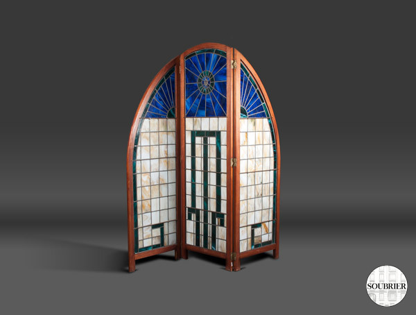 Screen mahogany and stained glass