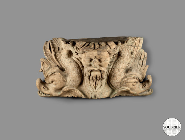 Tête de Neptune en bois