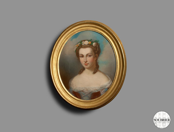 Oval pastel of a woman