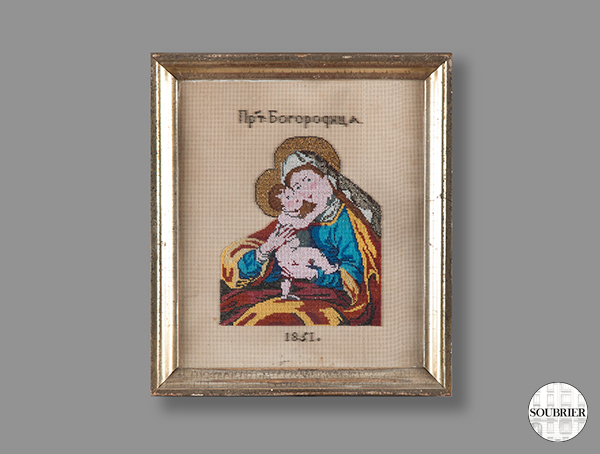 Russian embroidery Virgin and Child