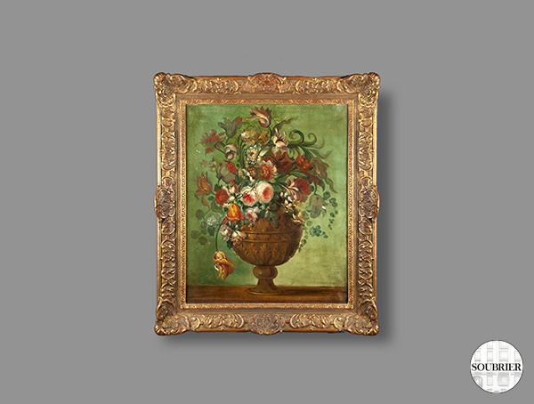 Huile vase de fleurs