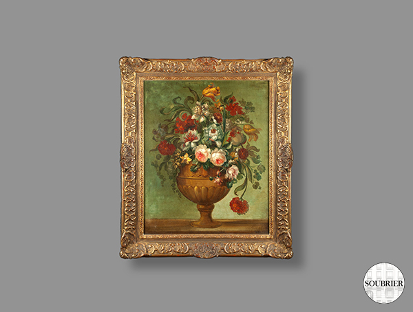 Huile vase de fleurs