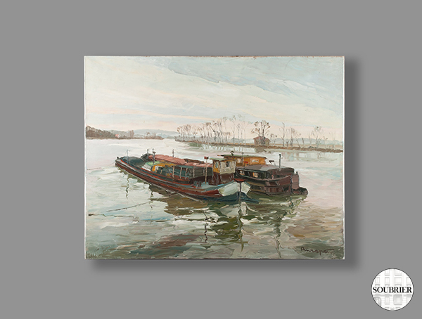 Huile avec péniche Andrepetit