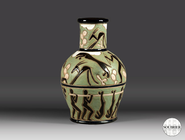 Vase à décor colonial