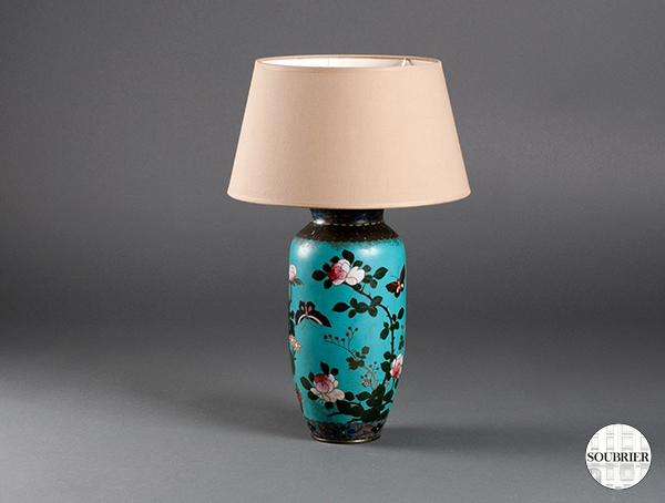 Lampe émaux cloisonnés XIXe