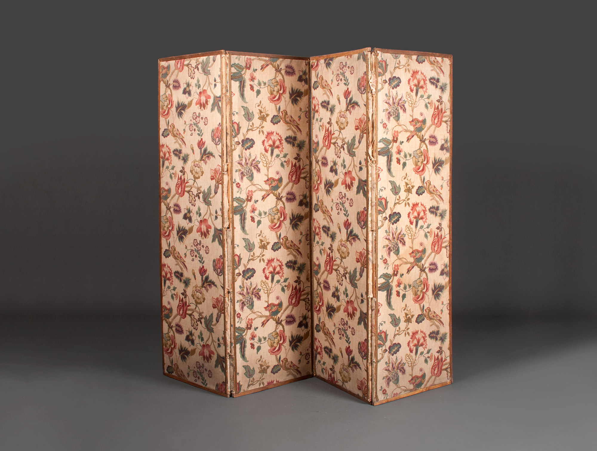 Wooden screen flowered cretonne Soubrier - Rent Furniture Folding ...
